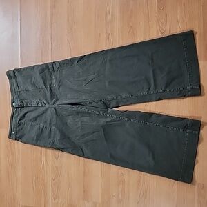 Lou & Grey Olive Green Wide Leg Brushed Twill Ultilty Pants